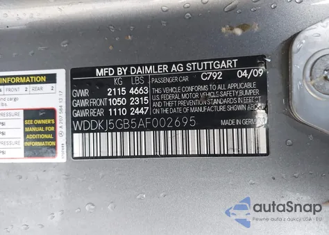 2010 Mercedes-Benz E 350 z USA, uszkodzony, nr VIN WDDKJ5GB5AF002695